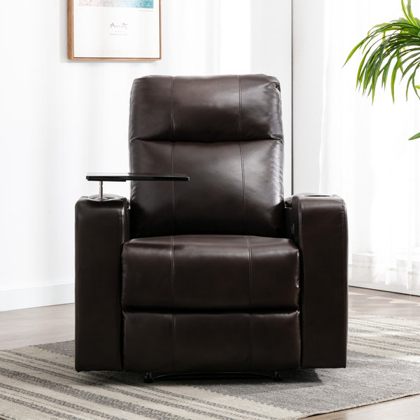 Ebern Designs 39" Wide Faux Leather Power Recliner Home Theater